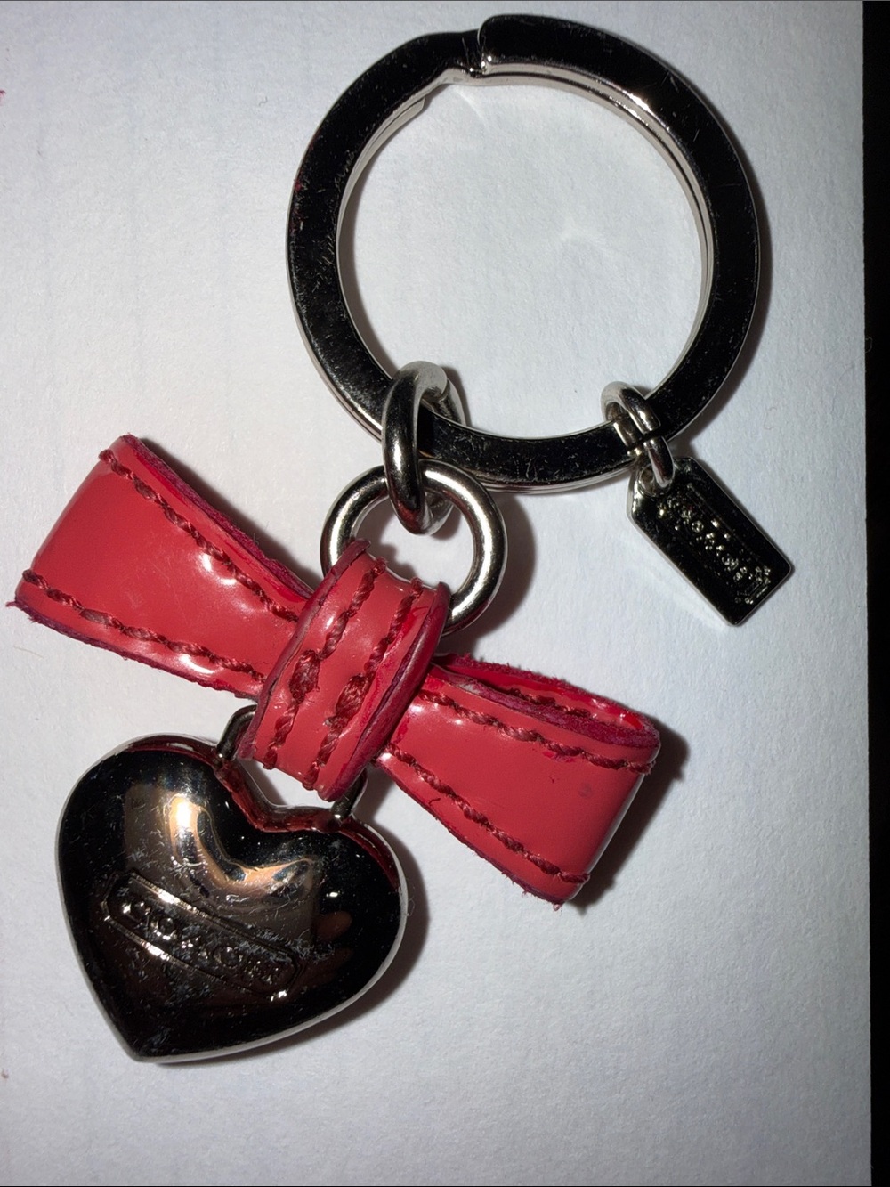 Coach 🩷 Pink Bow & Heart Keyring Charm